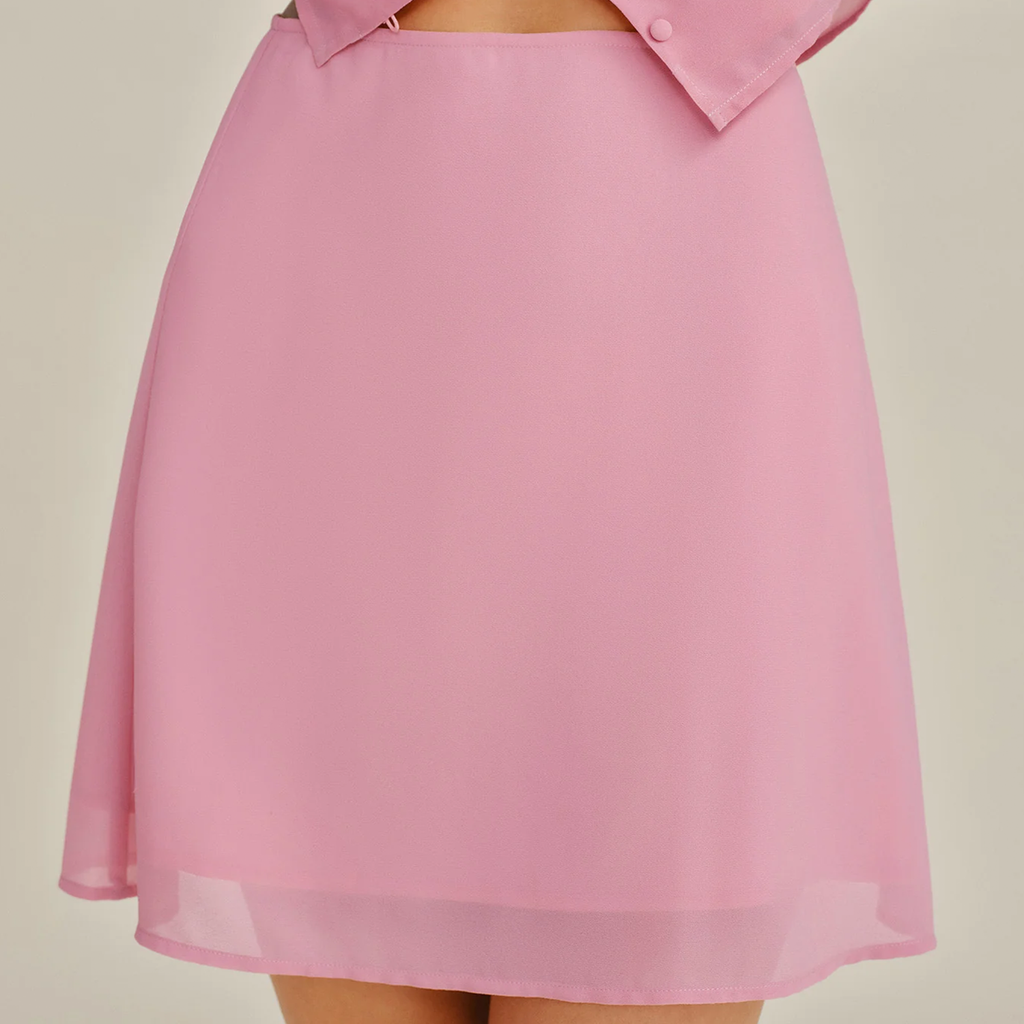 Natural Waist Solid‑Color A‑Line Chiffon Mini Skirt